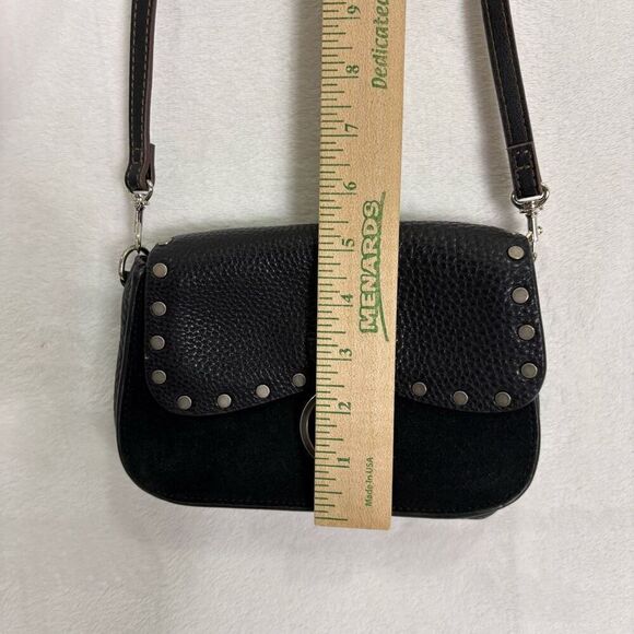 Rebecca Minkoff Black Leather with Suede Detail Small Crossbody Purse - Picture 4 of 10